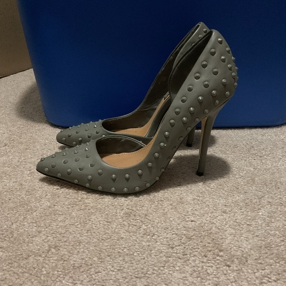 Studded Gray High Heels - Picture 3 of 7